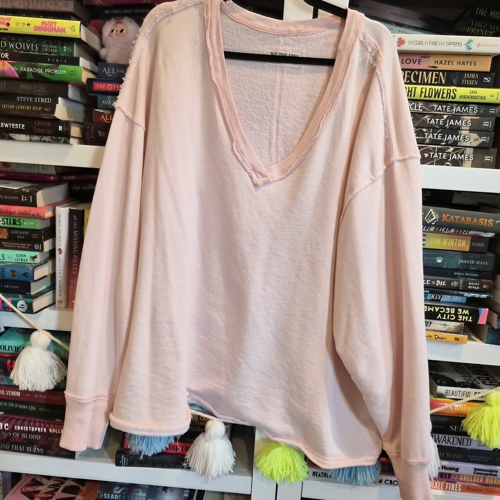 Women's Pink V-Neck Top with Tassel Details